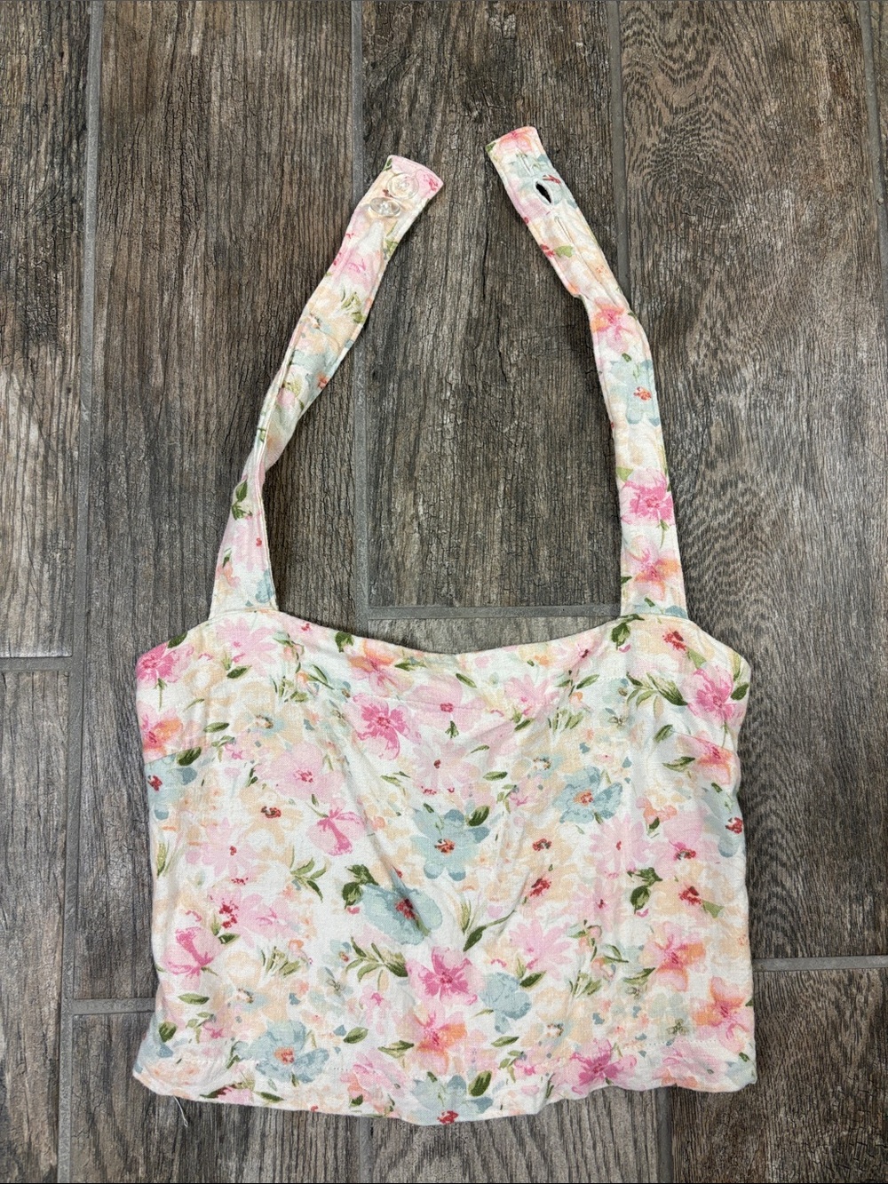 Abercrombie Wide Strap Halter Linen-Blend Set Top-floral- Size S